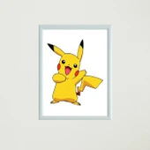 Gülen Surat Pikachu Çerçeveli Poster Tablo thumbnail 1