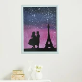 Pariste Gece Çerçeveli Poster Tablo thumbnail 1