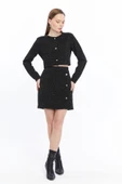Ekose Tüvit Blazer Ceket Mini Etek Takım thumbnail 12