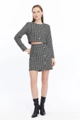 Ekose Tüvit Blazer Ceket Mini Etek Takım thumbnail 3