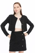 Ekose Tüvit Blazer Ceket Mini Etek Takım thumbnail 10