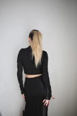 Basic Düz Renk Maxi Etek Crop Kazak Takım thumbnail 12