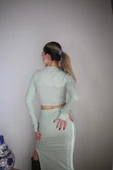 Basic Düz Renk Maxi Etek Crop Kazak Takım thumbnail 9