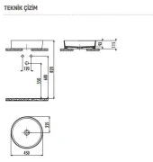 Creavit Loop 45 Cm Set Üstü Çanak Lavabo Beyaz LP145 thumbnail 2