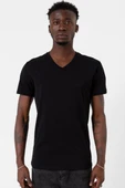 Siyah Basic Erkek V Yaka Tshirt thumbnail 1
