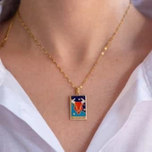 Çelik Kolye Koç Burcu Renkli Tarot Model – K-137 thumbnail 2
