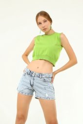 Laria Jeans Lati Denim Gri Şort thumbnail 3