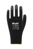 Beybi  Pu Touch Polyester Örme Lateks Eldiven-siyah - 1 Çift thumbnail 2