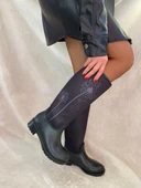 ÇİĞDEM SİYAH DALGIÇ KUMAŞ LASTİK ÇİZME thumbnail 5