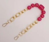 Çanta Aksesuar 42 cm Kancalı Fuşya Renk Akrilik Zincir Light Gold Metalli thumbnail 2