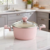 Seramik 18 Cm Derin Tencere Pembe thumbnail 3