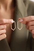 Hexagon Halka Küpe 14 Ayar İtaly thumbnail 1