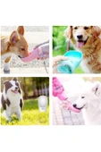 Taşınabilir Kedi Köpek Suluğu Seyahat Su Şişesi Kaseli Emniyetli Sızdırmaz Kutulu 350ml Beyaz thumbnail 3