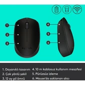 Logitech M171 Nano Alıcılı Kablosuz Siyah Mouse thumbnail 3
