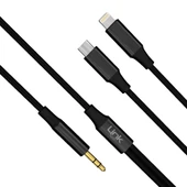 LinkTech A204 Type-C + Lightning - 3.5mm AUX Kablo 1.20mt Siyah thumbnail 2