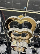 Kristal 3 katlı gold avize thumbnail 4