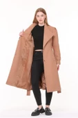 Dipmoda kadın midi oversize yün kaşe kaban DPPLTN03 - Camel thumbnail 7