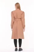 Dipmoda kadın midi oversize yün kaşe kaban DPPLTN03 - Camel thumbnail 8
