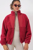 5194 Peluş Mont Ceket - A.Bordo thumbnail 2