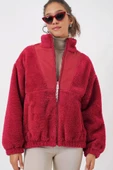 5194 Peluş Mont Ceket - A.Bordo thumbnail 4