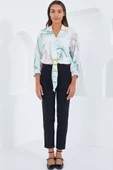 Oversize Dökümlü Crop Saten Gömlek 906 - Mint thumbnail 2
