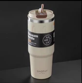 Shotay Travel Çelik Termos Mug 900Ml Krem thumbnail 4