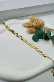 Kararma Yapmayan Gold Örgü Çelik Bileklik thumbnail 1