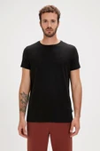 Solid T-Shirt Siyah Basic Erkek Tişört thumbnail 1