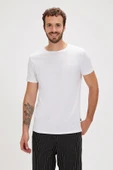 Solid T-Shirt Beyaz Basic Erkek Tişört thumbnail 1