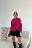 Fuşya Zikzak Boncuklu Triko Kazak thumbnail 1