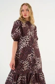 Kısa Kollu Leoparlı Elbise - Leopar thumbnail 4