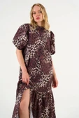 Kısa Kollu Leoparlı Elbise - Leopar thumbnail 2