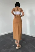 Camel Gabardin Boyamalı Püsküllü Etek thumbnail 2