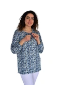 Kadın V Desen Baskılı Viscon Bluz BGL-ST04285 thumbnail 2