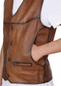 Taba Renk Klasik Ve Spor Model Deri Yelek thumbnail 9