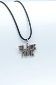 Black Pink Gümüş Kaplama Deri İp Kolye thumbnail 1