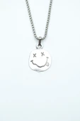 Nirvana - Gülen Yüz Gümüş Kaplama Örme Zincir Kolye thumbnail 1