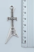 Manowar Elektro Gitar Gümüş Kaplama Örme Zincir Kolye thumbnail 3