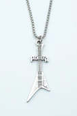 Pantera Elektro Gitar Gümüş Kaplama Örme Zincir Kolye thumbnail 1