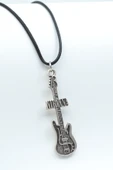 Nirvana Elektro Gitar Gümüş Kaplama Deri İp Kolye thumbnail 1