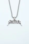 Metallica Gümüş Kaplama Örme Zincir Kolye thumbnail 1