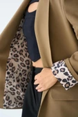 Astarı Leopar Ceket - Vizon thumbnail 4