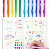 Tombow Twintone 12'li Çift Taraflı Markör - Rainbow thumbnail 3