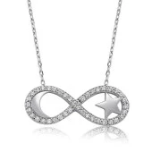 Gümüş Sonsuzluk Ay Yıldız Bayan Kolye thumbnail 2
