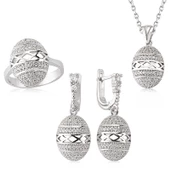 Gümüş Zirkon Taşlı Oval Bayan Set thumbnail 2