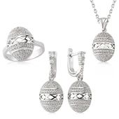 Gümüş Zirkon Taşlı Oval Bayan Set thumbnail 3