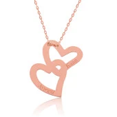 Gümüş Rose Birleşmiş Kalpler İsimli Bayan Kolye thumbnail 3