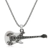 ​Gümüş Elektro Gitar Erkek Kolye thumbnail 1