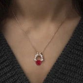 ​​Gümüş Rose Kırmızı Gül Kolye thumbnail 3
