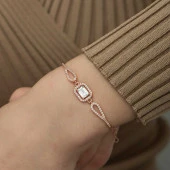 Gümüş Rose Dikdörtgen Baget Bileklik thumbnail 7